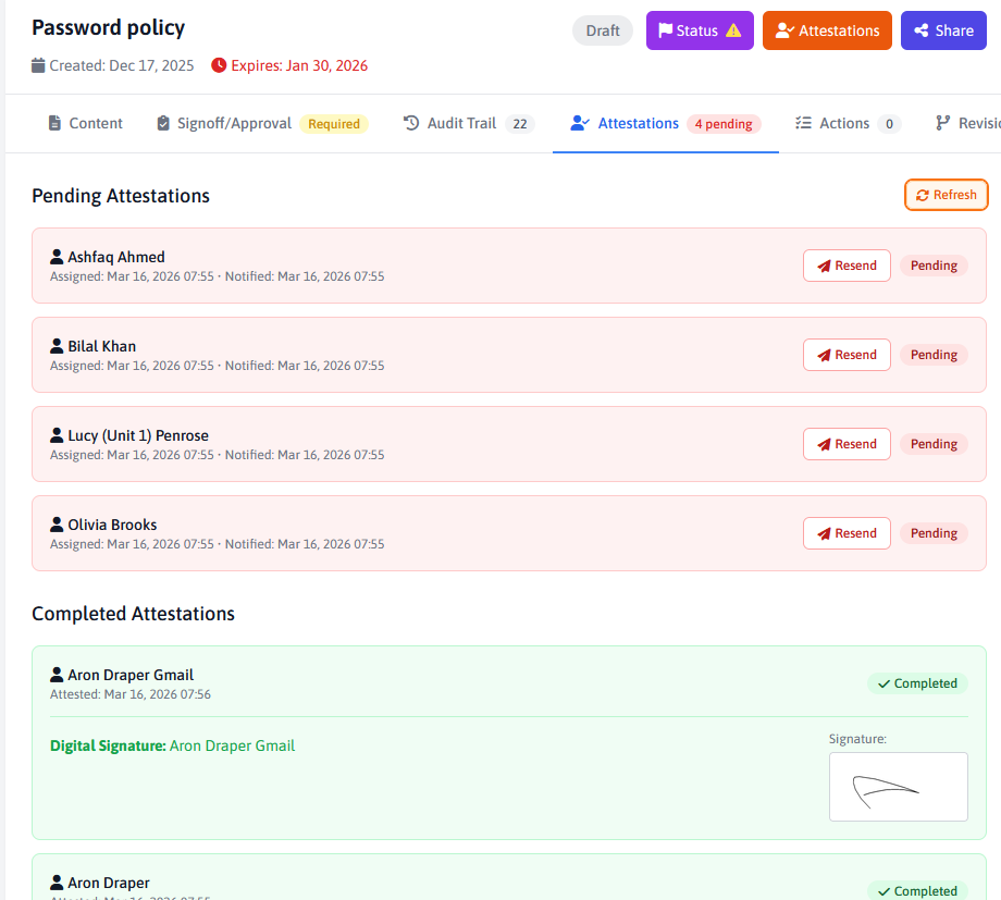 Dokumentenbescheinigungen